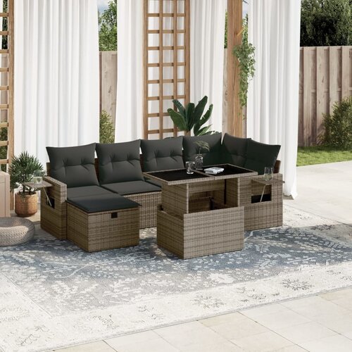 vidaXL 7-dijelni set vrtnih sofa sivi od poliratana Cijene