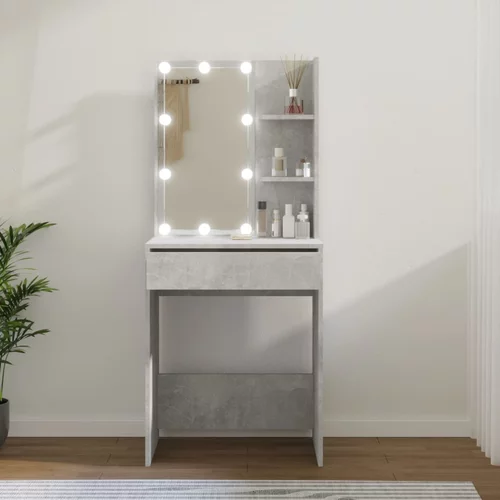 vidaXL toaletni stolić s led svjetlima siva boja betona 60x40x140 cm