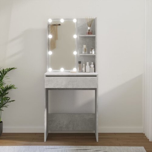 VidaXL toaletni stolić s led svjetlima siva boja betona 60x40x140 cm Slike