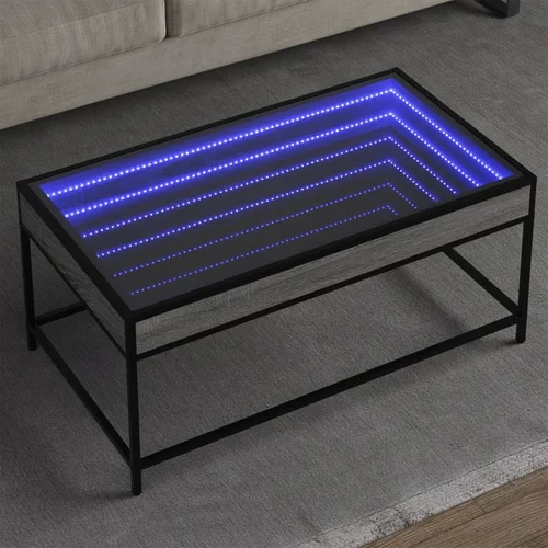 vidaXL Stolić s beskonačnim LED svjetlima boja hrasta 90x50x41 cm