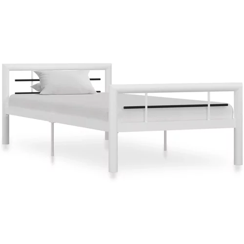 vidaXL Okvir za krevet bijelo-crni metalni 90 x 200 cm
