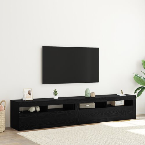 vidaXL TV ormari 2 kom s LED lampicama Crni hrast Konstruirano drvo, TV stalak s LED lampicama - Crni hrast, 90x35x40 cm, napravljeno od konstruiranog drveta Cijene