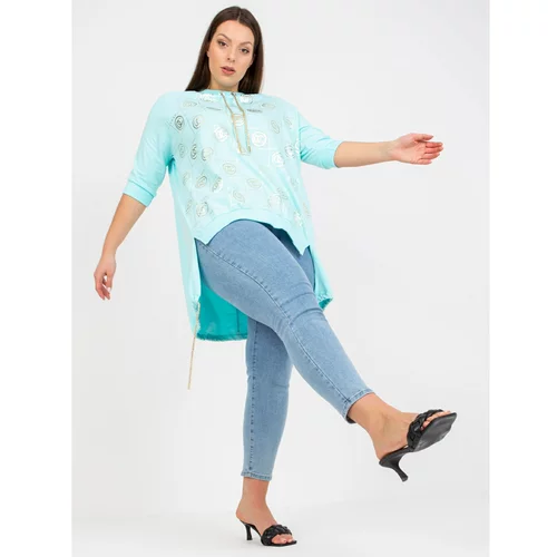 Fashion Hunters Mint cotton plus size blouse with a printed design