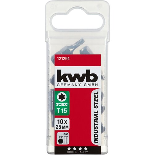KWB bit T15 25mm Ind. Čelik - 10 kom Torx 1/4&amp;quot; C 6.3 prihvat - TQ 60 Slike