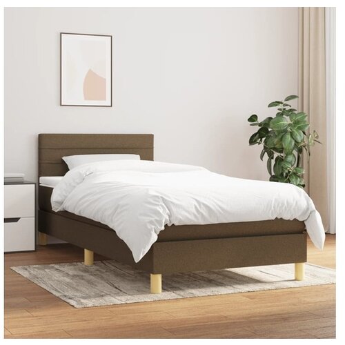 vidaXL Box spring postelja z vzmetnico temno rjav 90x190 cm Cene