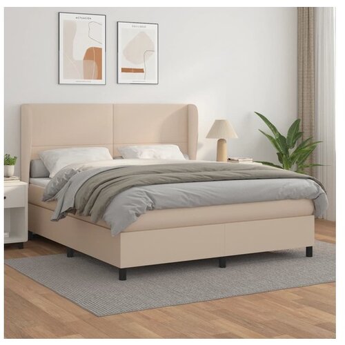 vidaXL Krevet s oprugama i madrac cappuccino 160x200cm od umjetne kože Cijene