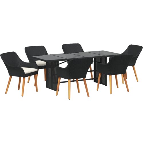  7-dijelni Blagovaonski Set za Vrt Crni Poli Ratan Slike