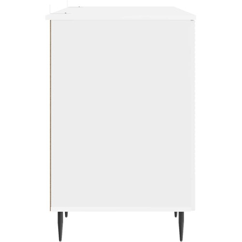  Stol Bijela visokog sjaja 142,5 x 50 x 75 cm Konstruirano drvo Slike