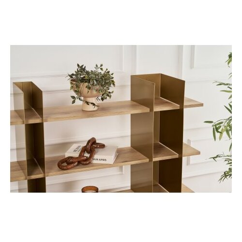 Hanah home Polica za knjige Shb-017-A, 120x31x120 cm, Zlatne boje Slike