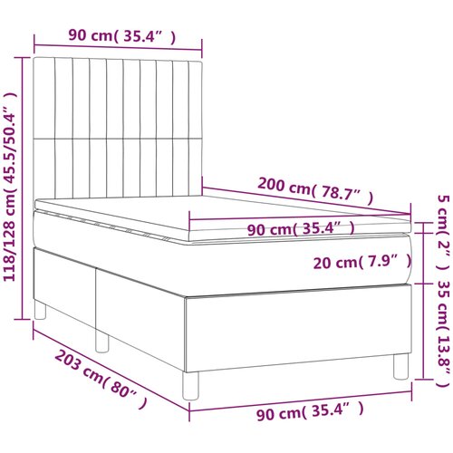  s oprugama i madracem krem 90 x 200 cm od tkanine Slike