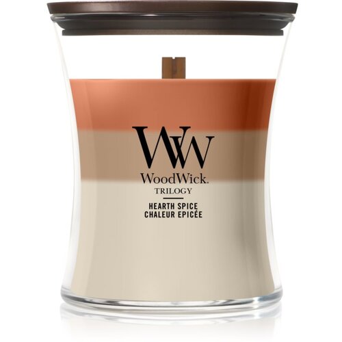 WoodWick Trilogy Hearth Spice di&amp;scaron;eča sveča z lesenim stenjem 275 g Slike