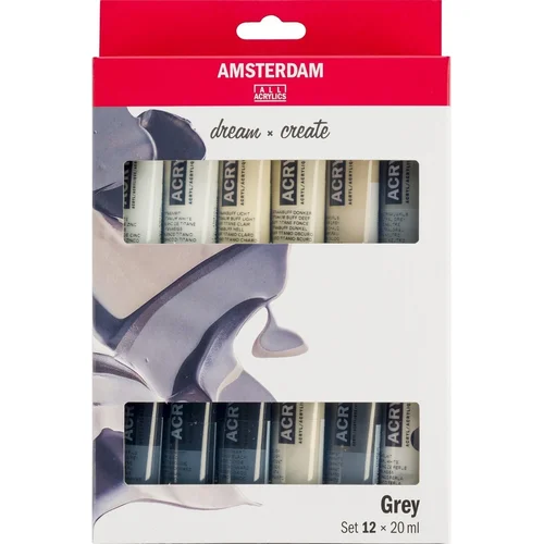 Amsterdam General Selection Set akrilnih boja Greys 12 x 20 ml