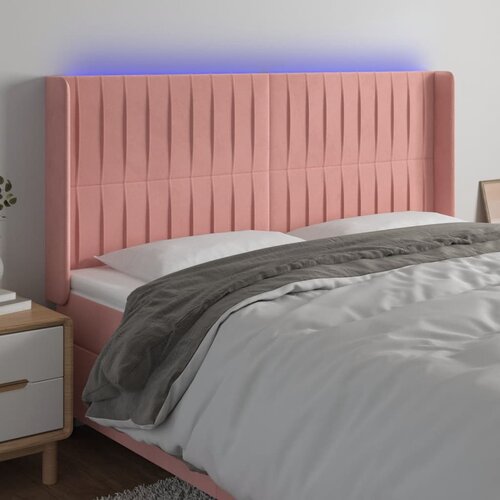 The Living Store led posteljno vzglavje roza 183x16x118/128 cm žamet - led vzglavje, (21437600) Slike