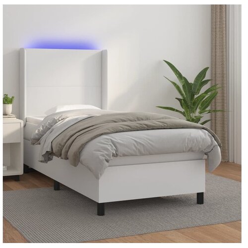  Box spring s madracem LED bijeli 90x200 cm umjetna koža Cene