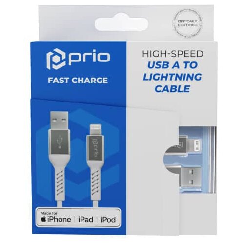 Prio Charge & Sync USB A v Lightning kabel MFi certificiran, 120 cm, bele barve Cene