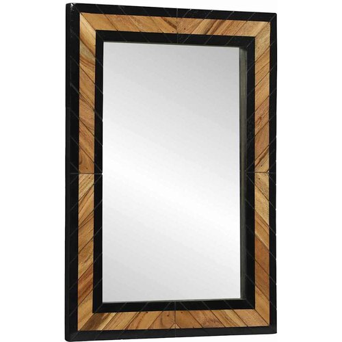 Zidno ogledalo Crna i smeđa 70 x 2 x 70 cm Čvrsto drvo akacije Slike