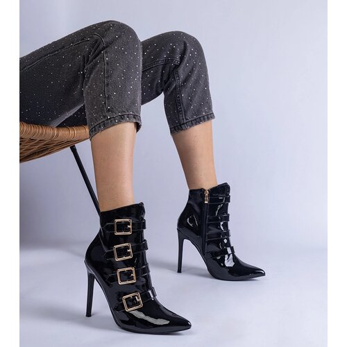 Gemre Adriana black patent stiletto ankle boots Cene