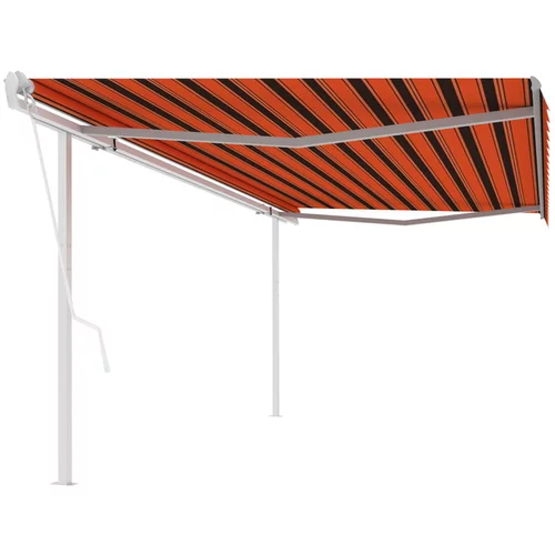  Avtomatsko zložljiva tenda s stebrički 5x3 m oranžna in rjava