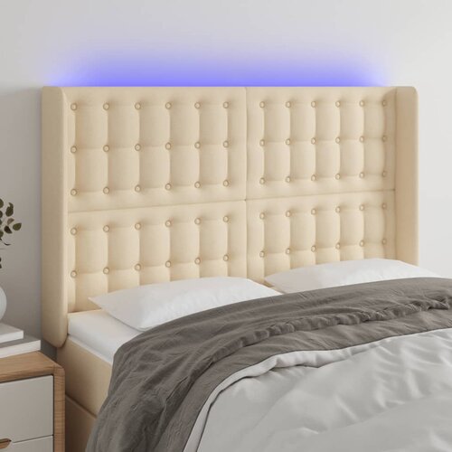  LED uzglavlje krem 147 x 16 x 118/128 cm od tkanine Cijene
