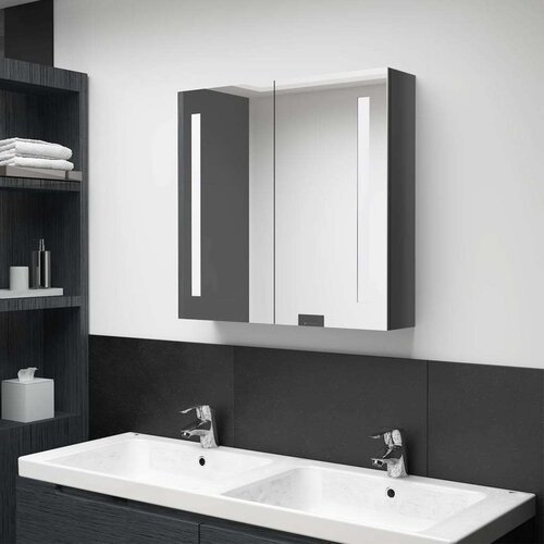 vidaXL led kopalniška omarica z ogledalom sijoče siva 62x14x60 cm Cene