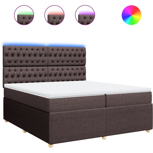 vidaXL Box spring postelja z vzmetnico temno rjav 200x200 cm blago, (21307188) Cene