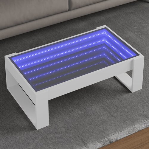 VidaXL Stolić s beskonačnim LED svjetlima bijeli 90x53x30 cm Slike