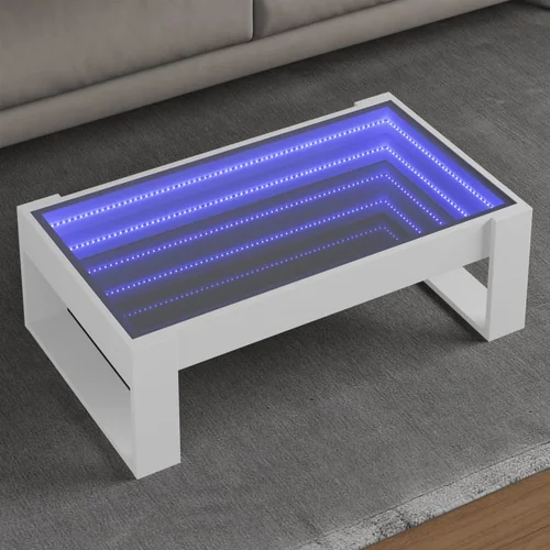 vidaXL Stolić s beskonačnim LED svjetlima bijeli 90x53x30 cm