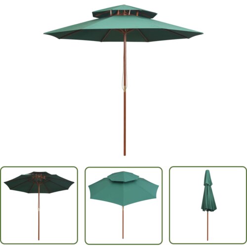 The Living Store Dvojni senčnik 270x270 cm lesen drog zelene barve - Senčnik, (21742806) Slike
