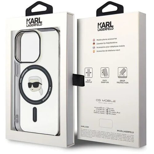  Originalna KARL LAGERFELD Hardcase KLHMP15LHKHNOTK maska za iPhone 15 PRO (Karl Head + MAG / prozirna) Slike