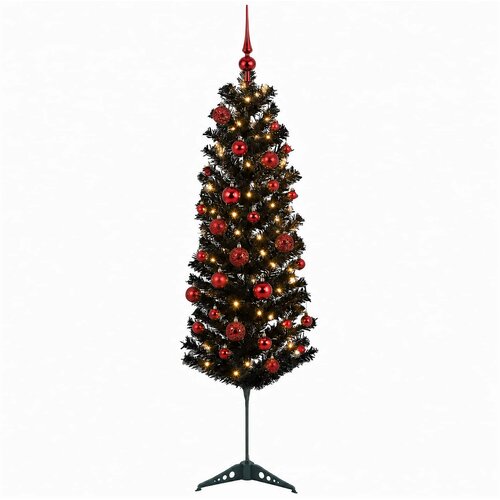  Umjetno usko božićno drvce s kuglicom 150 cm 150 LED lampica Slike