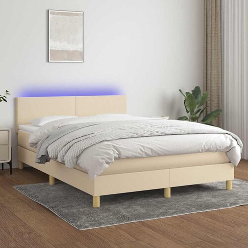  box spring s madracem LED krem 140x200 cm od tkanine Cijene