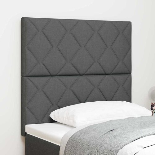  LED glava kreveta Sivi 90 cm tkanina - Tamno siva 90 cm Visoki uzglavlje Slike