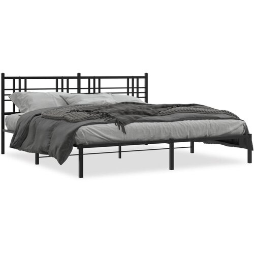 Maison Chic Kovinski Posteljni okvir - Dvoposteljna postelja - Zakonska postelja z vzglavjem črn 200x200 cm, (21692732) Slike