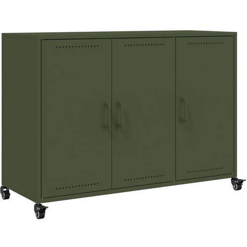 VidaXL Komoda olivno zelena 100,5x39x72 cm hladno valjano jeklo, (21274156) Slike