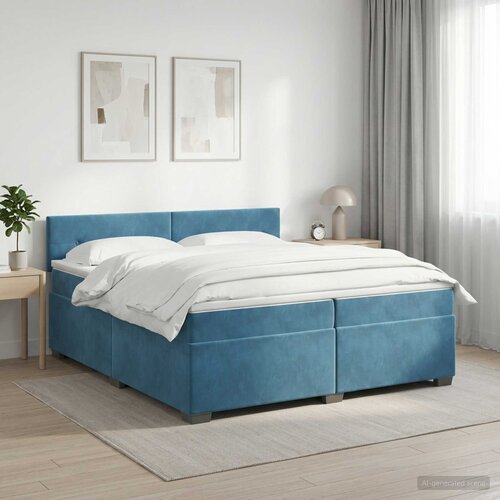  Boxspring krevet s madracem Tamno plava 200 x 200 cm Baršun Cene
