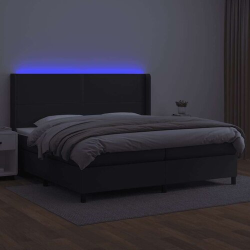  Box spring s madracem LED crni 200x200cm od umjetne kože Slike