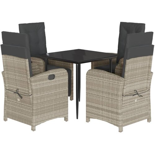  5-dijelni vrtni blagovaonski set od poliratana s jastucima sivi Siva 80 cm table length Slike