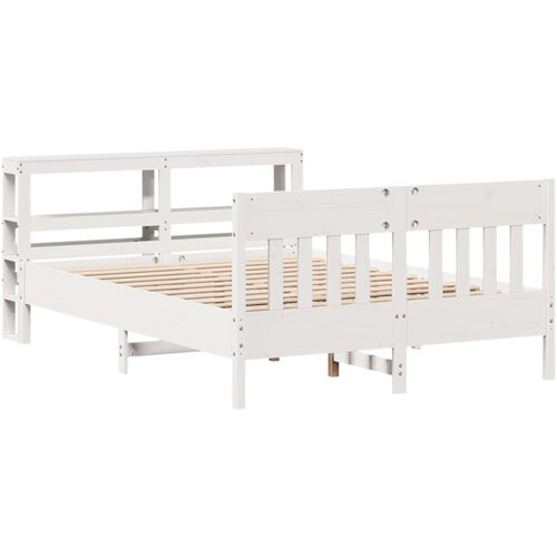 VidaXL Okvir kreveta bez madraca bijeli 140 x 190 cm masivna borovina Slike