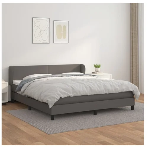 vidaXL Box spring postelja z vzmetnico siva 180x200 cm umetn