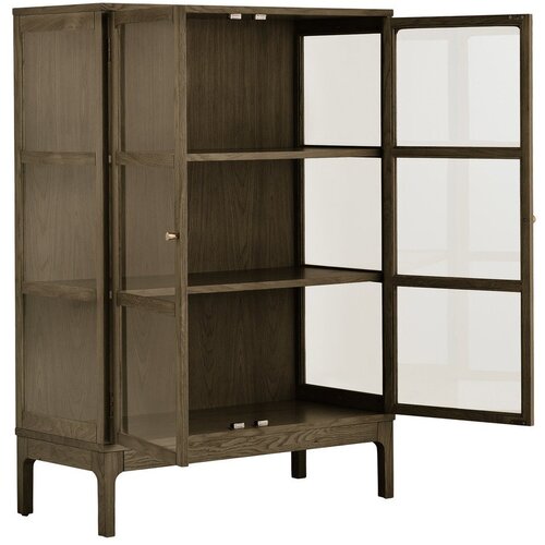 House Nordic Tamno smeđa vitrina u dekoru hrasta 90x126x40 cm Zamora &amp;ndash; Slike