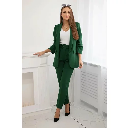 Fasardi Elegant dark green jacket and trouser set