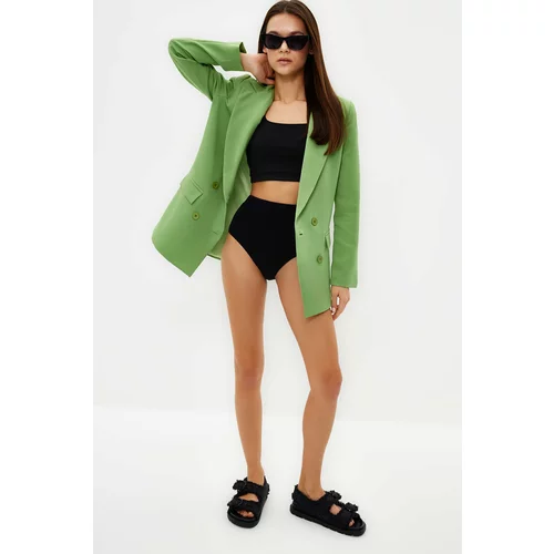 Trendyol Green Regular Lined Double Breasted Closure Woven Blazer Jacket