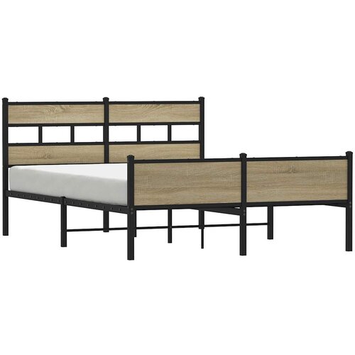 vidaXL Kovinski posteljni okvir brez vzmetnice sonoma hrast 160x200 cm, (21610271) Cene