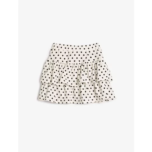 Koton Frilled Mini Skirt with Polka Dots and Elastic Waist. Comfortable cut.