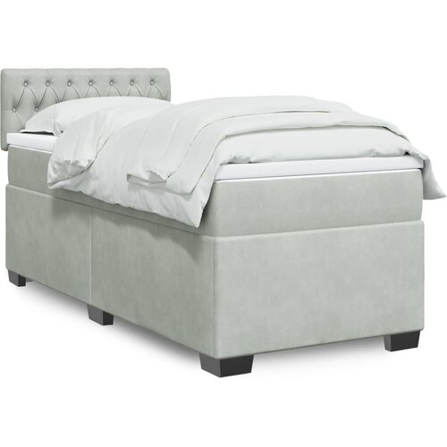 VidaXL Box spring krevet s madracem svjetlosivi 90x190 cm bar&amp;scaron;unasti Slike