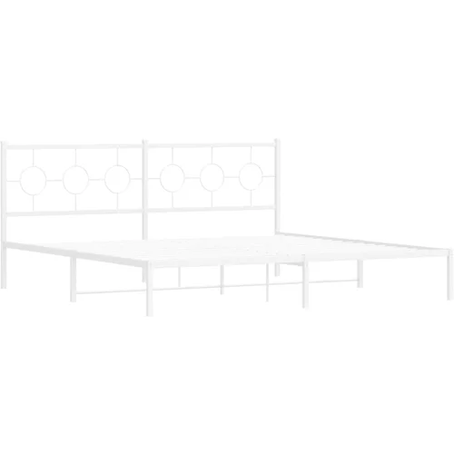 vidaXL Kovinski posteljni okvir z vzglavjem bel 193x203 cm, (21058404)