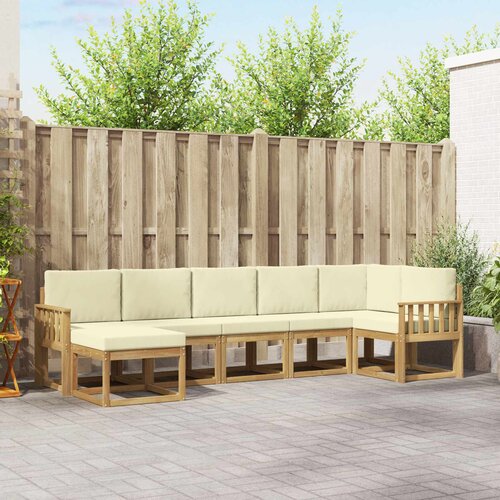  Set vanjskih sofa 7 kom. Bijela i krem Poliester Smeđa 306 x 128,5 x 73 cm Cene