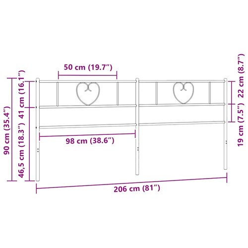  Metalno zamjensko uzglavlje bijelo 200 cm Slike