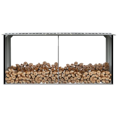 vidaXL vrtna lopa za drva pocinkano jeklo 330x92x153 cm antracitna Cene