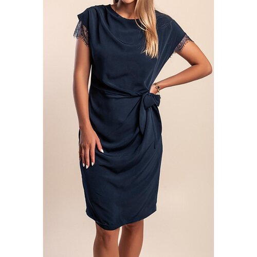 Fenzy Plus Size Čipkasta Haljina, Tamnoplava Slike